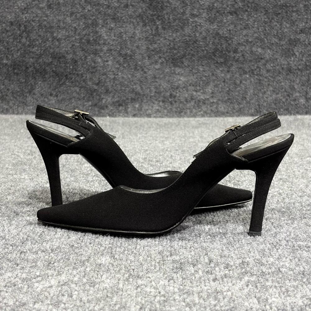 Stuart Weitzman Shoes Womens Size 6 Black Suede Slingback Pointed Heels Spain
